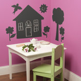 House and Trees Chalkboard Vinyl Peel and Stick Mural