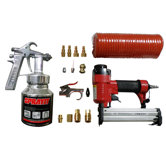 GHK  16 Piece Spray Gun,  Brad Naller/Stapler Combo Gun, Hose and Air Tool Kit