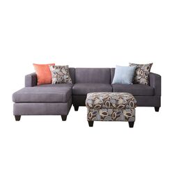 Simplistic Sectional & Ottoman in Charcoal