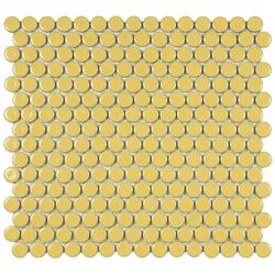 Penny 3/4" x 3/4" Porcelain Glazed and Glossy Mosaic in Vintage Yellow