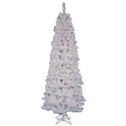 Flocked Sierra Fir 7.5' White Artificial Christmas Tree with 750 Clear Lights with Stand
