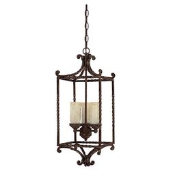 Highlands 3 Light Foyer Pendant in Weathered Brown