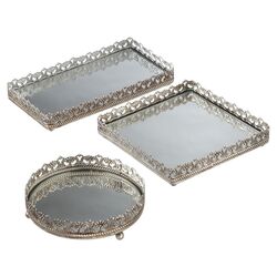 3 Piece Vanity Tray Set in Champagne