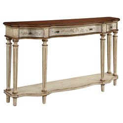 Erica Console Table in Antiqued Silver & Brown