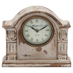 Traditional Wooden Mantle Clock in Faded White