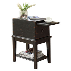 Chairside Table in Distressed Black