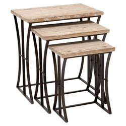 Halebid 3 Piece Wood Nesting Table Set in Brown