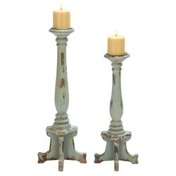 2 Piece Candle Holder Set in Blue
