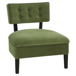 Curves Velvet Button Chair in Spring Green