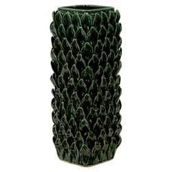 Green Leaf Accent Ceramic Vase in Green