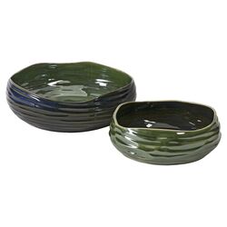 Cavalla 2 Piece Glaze Bowl Set in Deep Blue & Green