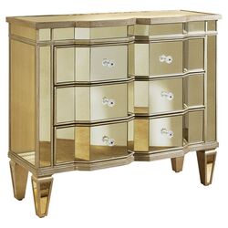 Marquis 3 Drawer Mirrored Accent Chest in Warm Wood