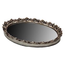 Antique Oval Mirror Tray in Silver