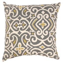 Damask Floor Pillow in Grey & Washed Gold