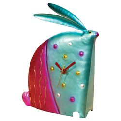 Rabbit Desk Clock in Teal & Fuchsia