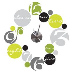 Peel & Stick Circle Decal Clock in Grey & Green