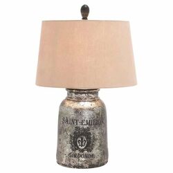 Terracotta Wooden Table Lamp in Antique Silver
