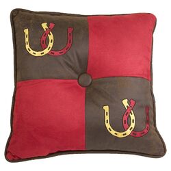 Tahoe Horse Shoes Pillow in Brown & Red