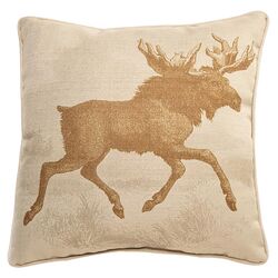 Moose Etching Pillow in Beige