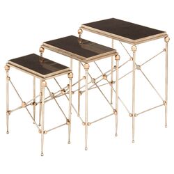 3 Piece Nesting Table Set in Metal Marble