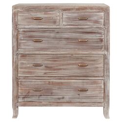 Amelie 5 Drawer Chest in Antique Grey White