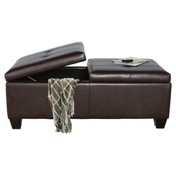 Alfred Storage Ottoman in Brown Leather
