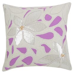 Mala Orchid Pillow in Grey & Purple