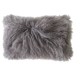 Lamb Fur Wool Neck Pillow in Grey (Set of 2)