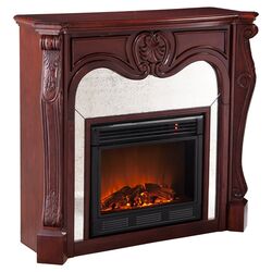 Rivington Mirrored Electric Fireplace in Cherry