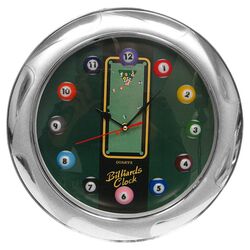 Quartz Movement Billiard Wall Clock in Polished Metal