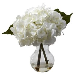 Blooming Hydrangea Arrangement in White