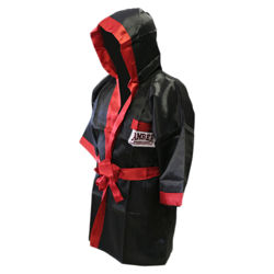 Satin Full Length Boxing Robe in Black & Red Satin Full Length Boxing Robe in Black & Red