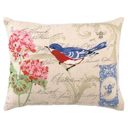 Blue Bird & Auricula Pillow