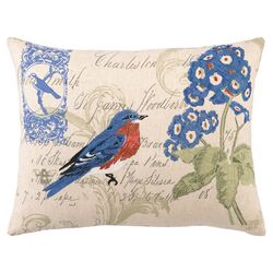 Blue Bird & Geranium Pillow