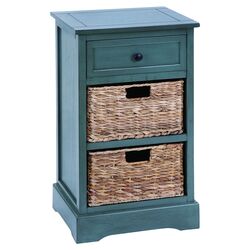 1 Drawer Chest  with 2 Wicker Baskets in Blue