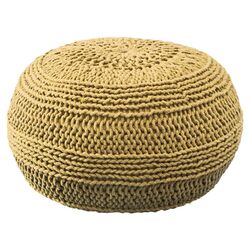 Cable Knit Pouf Ottoman in Mustard