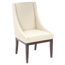 Sloping Leather Chair in Light Cream