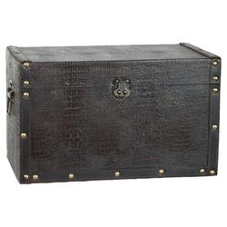 Decorative Leather Wooden Trunk in Black