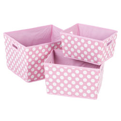 Nesting Trapezoid 3 Piece Basket Set in Pink Dot