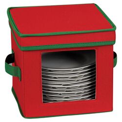 Holiday Dessert Plate & Bowl Storage in Red & Green