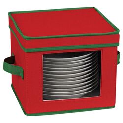 Holiday Salad Plate & Bowl Storage in Red & Green