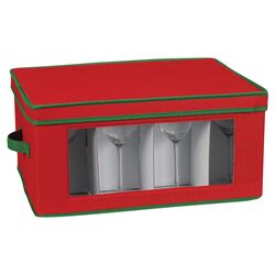 Holiday Stemware Chest & Goblet Storage in Red & Green