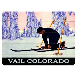 Vail Colorado Skier Wood Sign
