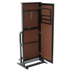 Cheval Jewelry Mirrored Armoire in Antique Black