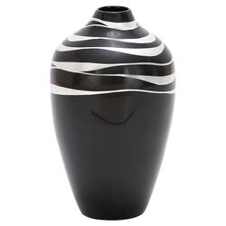 Lacquer Vase in Black & Silver