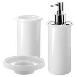Saon 3 Piece Bathroom White Porcelain Accessories Set