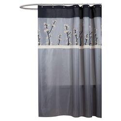 Cocoa Flower Shower Curtain in Gray & Black