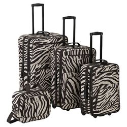 4 Piece Luggage Set in Brown Zebra