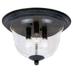 Manor House 3 Light Flush Mount in Black