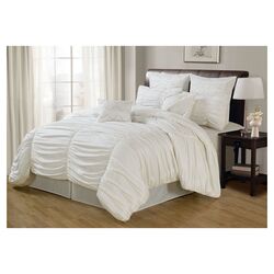 Venetian Ruched 8 Piece Comforter Set in White